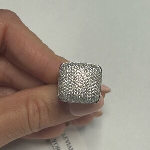 Suzy Levian Sterling Silver White Brown CZ Large Dome Ring NWT